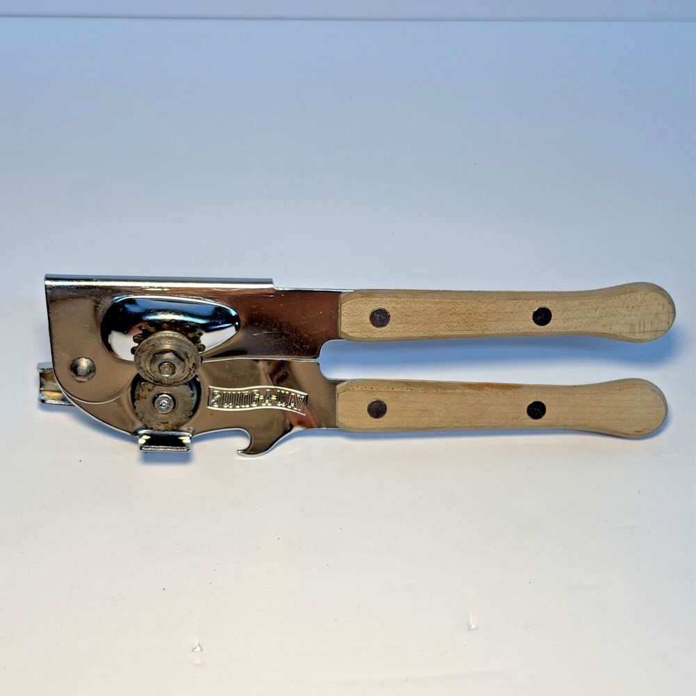 Swing-A-Way Manual Can Opener Vintage 80’s Hard To Find Wood Handles Heavy Duty - Picture 7 of 12